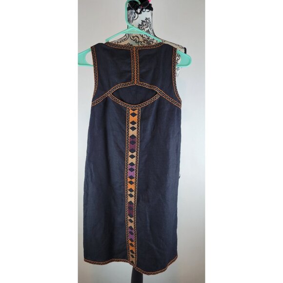 THML Antropologie Halter Dress Linen Blend Mini Boho Sz Xs Embroidered - Picture 5 of 14